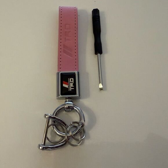 TRD Toyota Key Fob Keychain with Logo in Pink Leather NWT - Picture 1 of 6